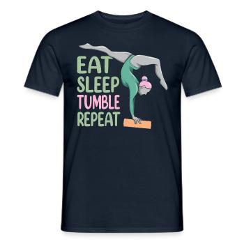 Manger Dormir Tumble Répéter Gymnastique Drôle Gymnaste - T-shirt homme - marine - Devant - AI Model Male 178 light (178cm)