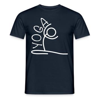 Exercice de yoga pour une séance d’entraînement - T-shirt homme - marine - Devant - AI Model Male 178 light (178cm)