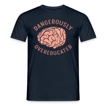 Dangerously Overeducated Funny Graduation Brain - Men's T-Shirt - navy - Front - AI Model Male 178 light (178cm)