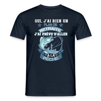 Oui j'ai bien un plan retraite PÊCHE - T-shirt homme - marine - Devant - AI Model Male 178 light (178cm)