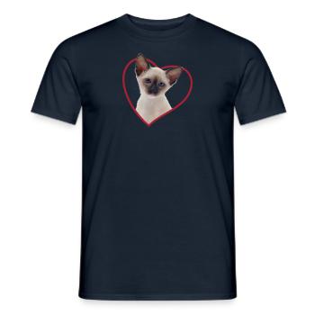 Siam Katze Kätzchen Kitten Siamese Mom Herz Motiv - Männer T-Shirt - Navy - Vorne - AI Model Male 178 light (178cm)