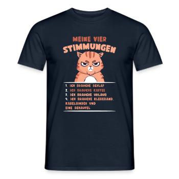 Lustige Katze Stimmung Kaffee Büro Geschenk Fun - Männer T-Shirt - Navy - Vorne - AI Model Male 178 light (178cm)