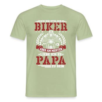 Motorcycle dad biker father saying gift - Men's T-Shirt - sage - Front - AI Model Male 178 light (178cm)