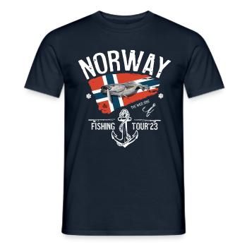 Excursion de pêche en Norvège 2023 (Garantie du prix le plus bas) - T-shirt homme - marine - Devant - AI Model Male 178 light (178cm)
