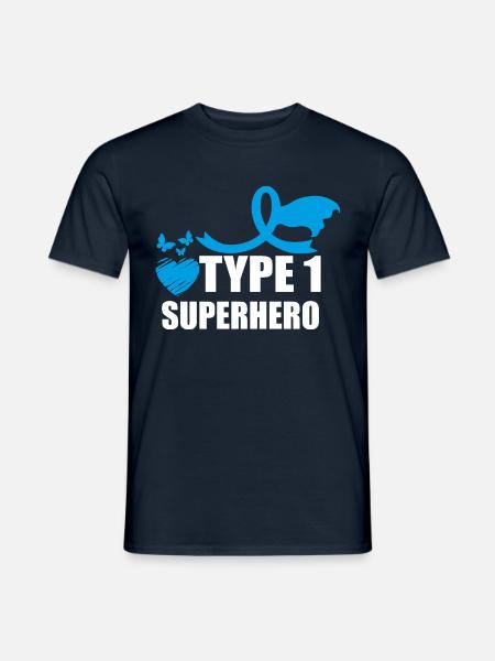 Type One Superhero Diabetes Awareness T1D - Männer T-Shirt - Navy
