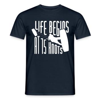 Kiteboarder Life Begins At 15 Knots Funny - Männer T-Shirt - Navy - Vorne - AI Model Male 178 light (178cm)