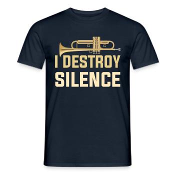 I Destroy Silence Funny Trombone Player Marching - Men's T-Shirt - navy - Front - AI Model Male 178 light (178cm)