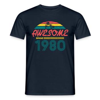 Vintage 1980- 40e cadeau d'anniversaire - T-shirt homme - marine - Devant - AI Model Male 178 light (178cm)
