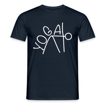 Exercice de yoga pour une séance d’entraînement - T-shirt homme - marine - Devant - AI Model Male 178 light (178cm)