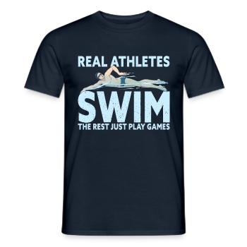 De vrais athlètes nagent drôle natation Swimer - T-shirt homme - marine - Devant - AI Model Male 178 light (178cm)