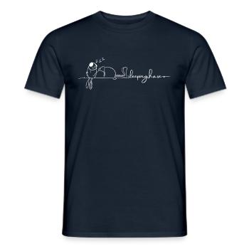 Lapin endormi Dessin au trait simple - T-shirt homme - marine - Devant - AI Model Male 178 light (178cm)