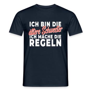 Ältere Schwester - Geschwister Liebe Spruch - Männer T-Shirt - Navy - Vorne - AI Model Male 178 light (178cm)