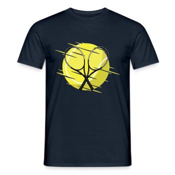 Tennis rackets and tennis ball - Men's T-Shirt - navy - Front - AI Model Male 178 light (178cm)