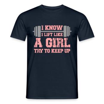 Drôle je soulève comme une fille haltérophilie - T-shirt homme - marine - Devant - AI Model Male 178 light (178cm)