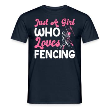 Just A Girl Who Loves Fencing Fencer - Männer T-Shirt - Navy - Vorne - AI Model Male 178 light (178cm)