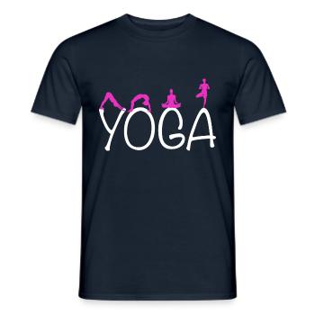 Exercice de yoga pour une séance d’entraînement - T-shirt homme - marine - Devant - AI Model Male 178 light (178cm)