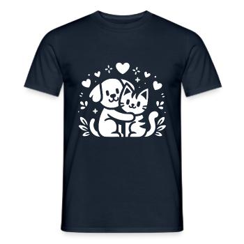 Friendship Dog and Cat Friends Forever - Men's T-Shirt - navy - Front - AI Model Male 178 light (178cm)