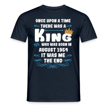 Il était une fois un roi. Anniversaire d’août 1954 - T-shirt homme - marine - Devant - AI Model Male 178 light (178cm)
