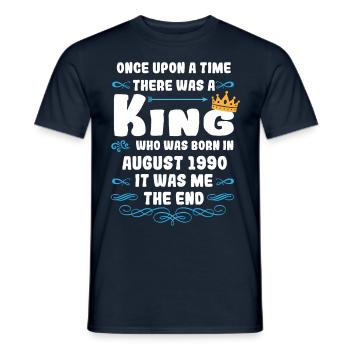 Il était une fois un roi. Anniversaire d’août 1990 - T-shirt homme - marine - Devant - AI Model Male 178 light (178cm)