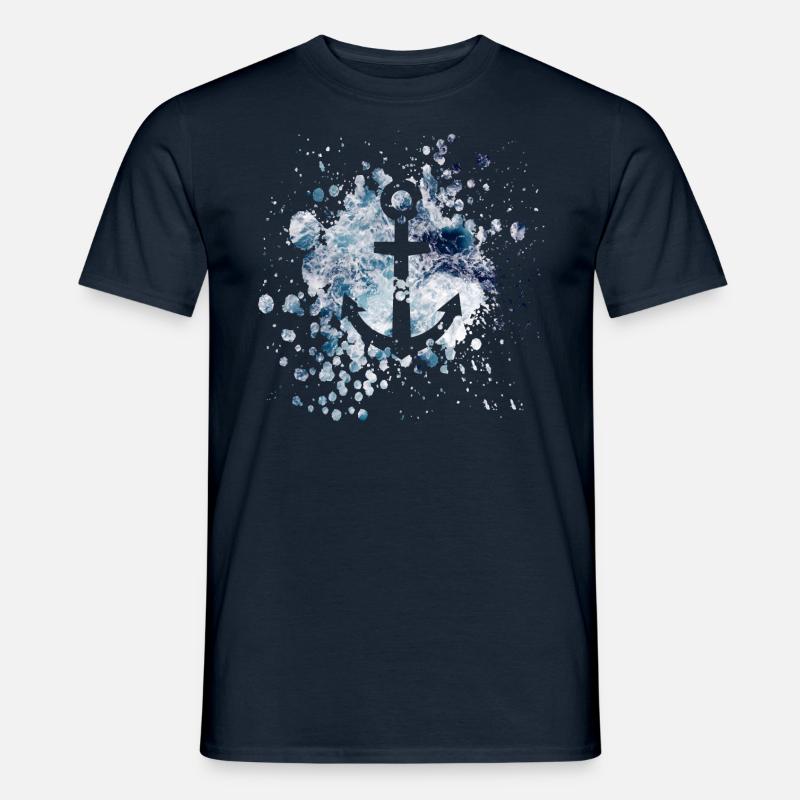 Maritime anchor pattern in grunge style - Men’s T-shirt - navy