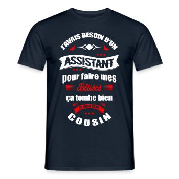 JE VAIS ÊTRE COUSIN - FUTUR COUSIN - T-shirt homme - marine - Devant - AI Model Male 178 light (178cm)