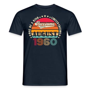 Awesome since August 1960 62nd Birthday Gift - Men's T-Shirt - navy - Front - AI Model Male 178 light (178cm)
