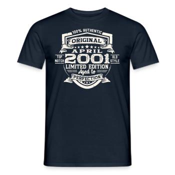 22 Birthday Man Original April Born 2001 - Men's T-Shirt - navy - Front - AI Model Male 178 light (178cm)