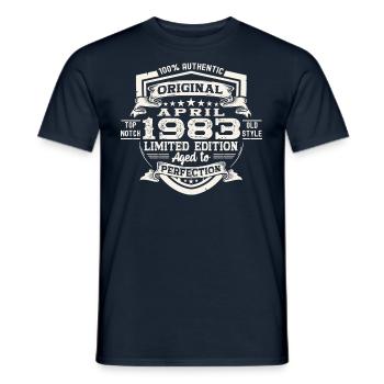 40th birthday man Original April born 1983 - Men's T-Shirt - navy - Front - AI Model Male 178 light (178cm)
