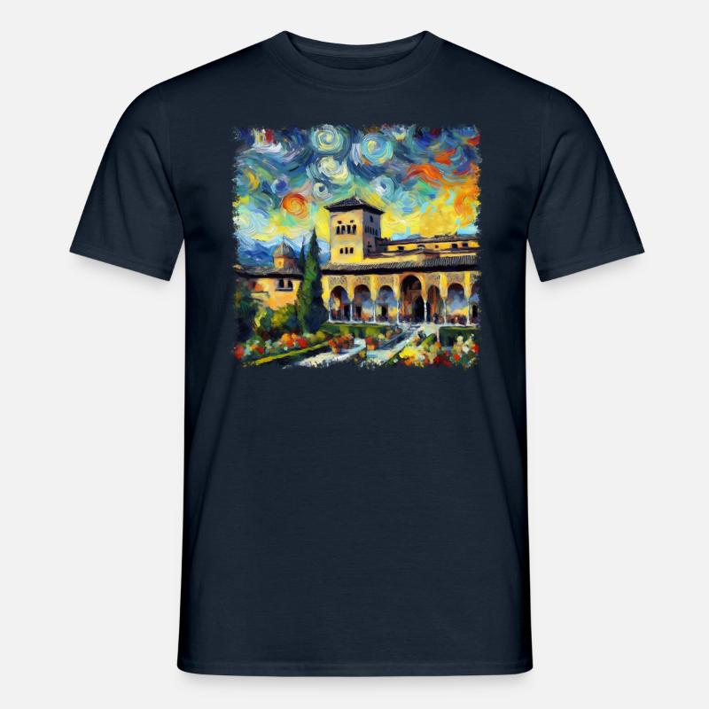 Ikonischer Alhambra-Palast im Van-Gogh-Stil - Männer T-Shirt - Navy