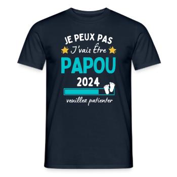 Je peux pas j'vais être Papou 2024 Futur Papy - T-shirt homme - marine - Devant - AI Model Male 178 light (178cm)