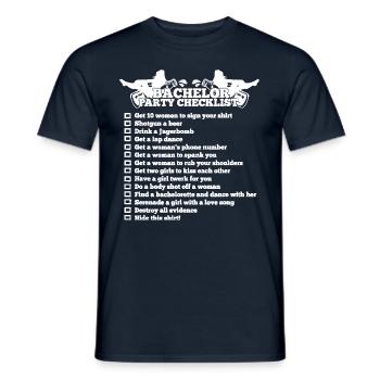 Bachelor Party Checklist Shirt - Funny Groom Shirt - Männer T-Shirt - Navy - Vorne - AI Model Male 178 light (178cm)