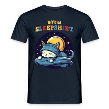 Offizielles Schlaf T-Shirt Katze - Männer T-Shirt - Navy - Vorne - AI Model Male 178 light (178cm)
