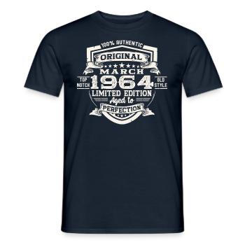 60. Geburtstag Mann Original März Jahrgang 1964 - Männer T-Shirt - Navy - Vorne - AI Model Male 178 light (178cm)
