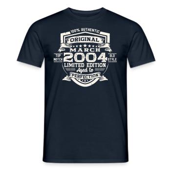 20. Geburtstag Mann Original März Jahrgang 2004 - Männer T-Shirt - Navy - Vorne - AI Model Male 178 light (178cm)