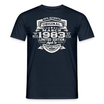 40th birthday Mann Original March Born 1983 - Men's T-Shirt - navy - Front - AI Model Male 178 light (178cm)