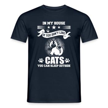 If you don´t like cats you can sleep outside shirt - Männer T-Shirt - Navy - Vorne - AI Model Male 178 light (178cm)