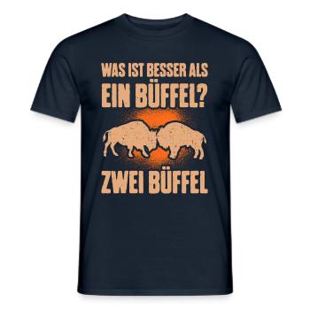 Was ist besser als ein Büffel? Zwei Büffel - Männer T-Shirt - Navy - Vorne - AI Model Male 178 light (178cm)