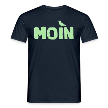 Moin la mouette - Idée cadeau chemise - T-shirt homme - marine - Devant - AI Model Male 178 light (178cm)