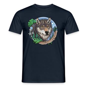 Wolf mit Landschaft - Männer T-Shirt - Navy - Vorne - AI Model Male 178 light (178cm)