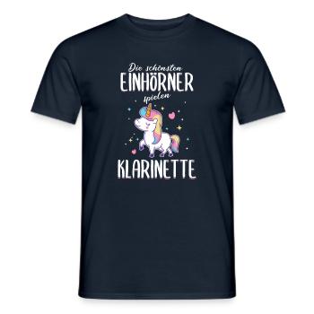 Klarinette Klarinettistin Einhorn Spruch Musik - Männer T-Shirt - Navy - Vorne - AI Model Male 178 light (178cm)