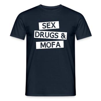 Conducteur de cyclomoteur cyclomoteur cyclomoteur scooter conducteur de cyclomoteur disant - T-shirt homme - marine - Devant - AI Model Male 178 light (178cm)