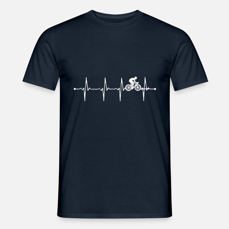 Bicie serca rowerzysty koło rowerowe - Mænd T-shirt - marineblå