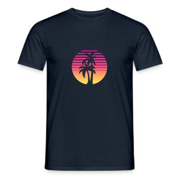 Vintage 90er 80er Retro Palme Strand Sonne Sommer - Männer T-Shirt - Navy - Vorne - AI Model Male 178 light (178cm)