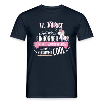 Geburtstag 17 Geburtstag Einhorn Spruch Party - Männer T-Shirt - Navy - Vorne - AI Model Male 178 light (178cm)