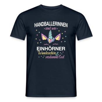 Handball Handballer Handballspieler Einhorn Spruch - Männer T-Shirt - Navy - Vorne - AI Model Male 178 light (178cm)