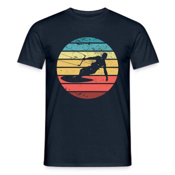 Kitesurfing kite kiting surfing sport silhouette - Men's T-Shirt - navy - Front - AI Model Male 178 light (178cm)