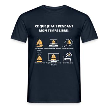Ce que je fais pendant mon temps libre(voile) - T-shirt homme - marine - Devant - AI Model Male 178 light (178cm)