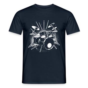 Drums Drummer Destroy Silence Rockband. - Men's T-Shirt - navy - Front - AI Model Male 178 light (178cm)