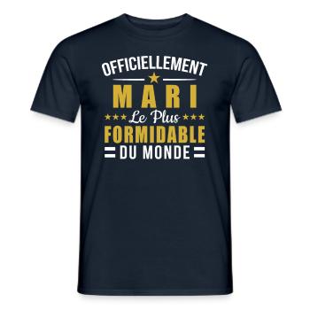 Officiellement Mari les plus formidable - T-shirt homme - marine - Devant - AI Model Male 178 light (178cm)