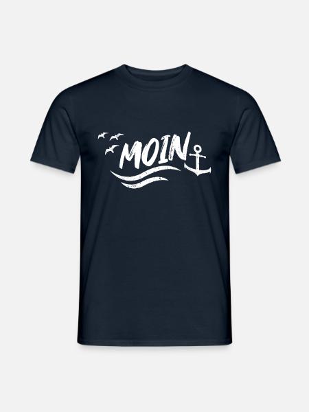 Moin Anker Welle - Geschenk für Seefahrer - Männer T-Shirt - Navy